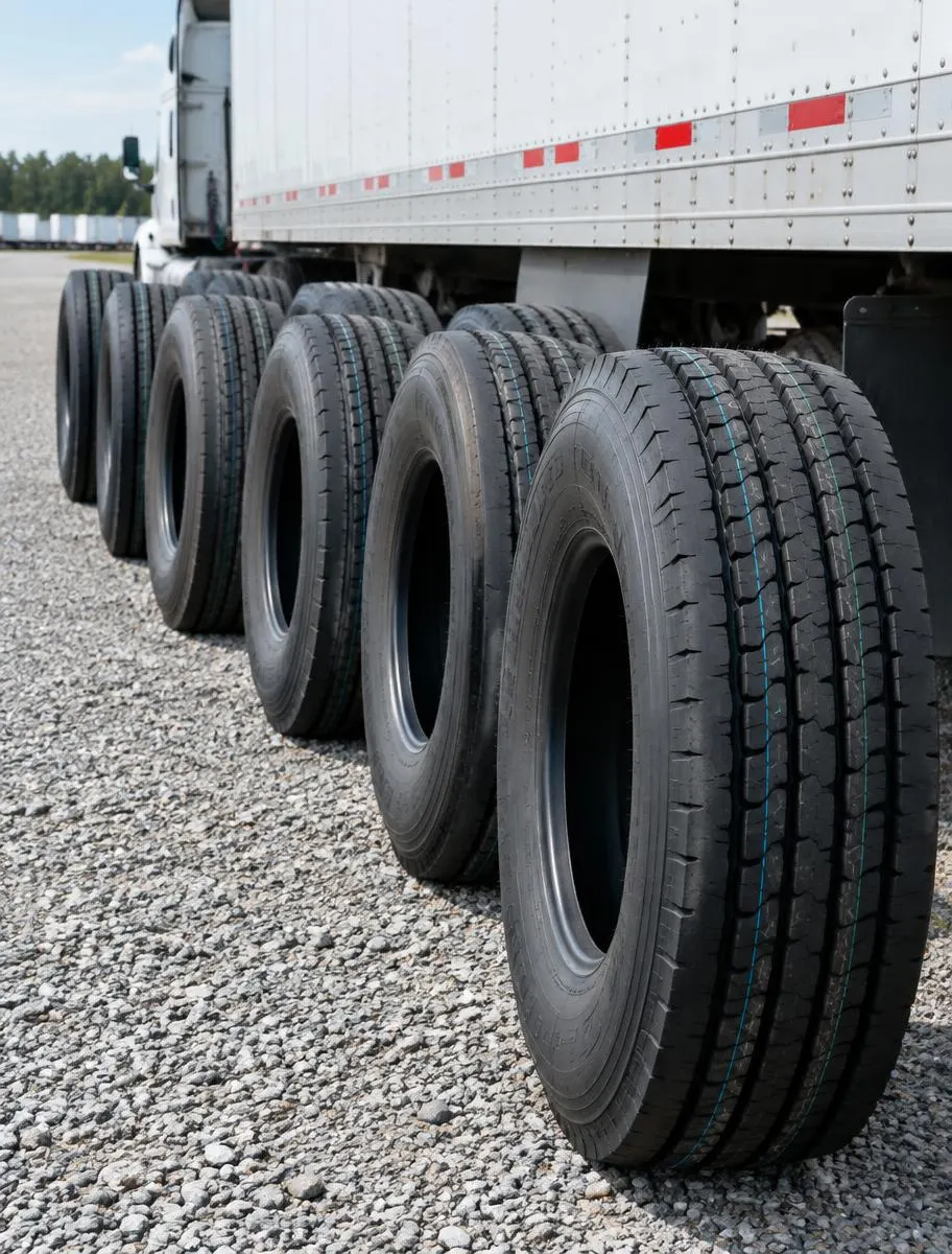 New commercial truck tires ready for fitting